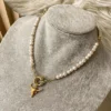Collar bull head + perla de rio
