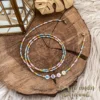 Strap chapa de oro 18k cuentas de colores pasteles