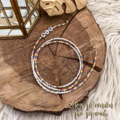 Strap chapa de oro 18k cuentas colores + blancas