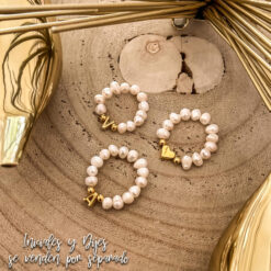 Anillo de perla de rio + chapa de oro 18k (PERSONALIZADO)