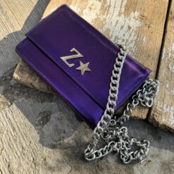 Aura Clutch - Bag Purple Shine Cadena Chunky Plata