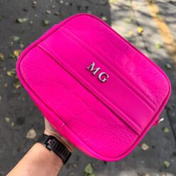 Crossbody Croco Hot Pink (Herraje Plata)