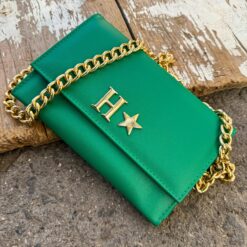 Aura Clutch - Bag Esmeralda Cadena Chunky Oro