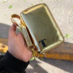 Cartera Mini Sintético Metalico Lingote (Herraje Oro)