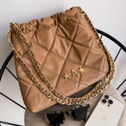 Hera Bag Cadena Oro Color Camel
