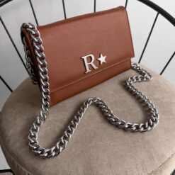 Aura Clutch - Bag Tan Cadena Chunky Plata
