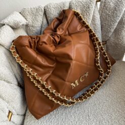 Hera Bag Cadena Oro Color Tabaco