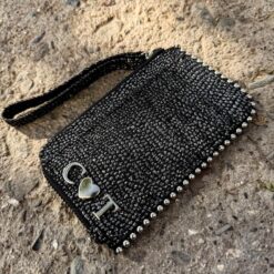 Card Holder Dots Total Black Glitter