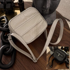 Crossbody +Zipper Color Cemento (Herraje Plata)