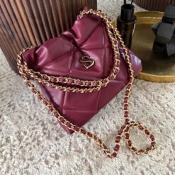 Hera Bag Mini Cadena Oro Color Burgundy
