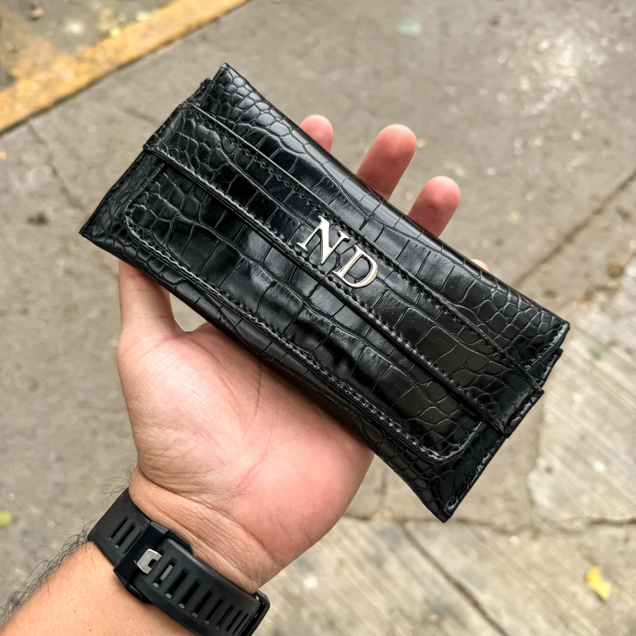 Porta Lente Sintético Alligator Negro