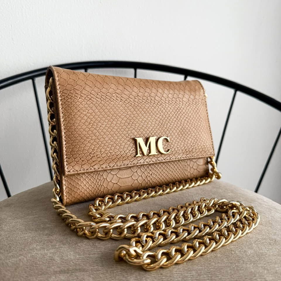 Aura Bag Pitón Camel Herrajes Oro