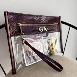 Cosmetiquera Clutch Pitón Charol Burgundy