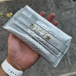 Porta Lente Sintético Pitón Plata Metálico