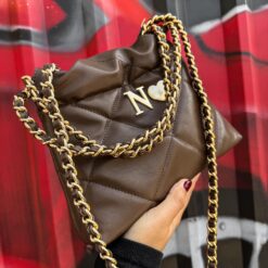Hera Bag Mini Cadena Oro Color Chocolate