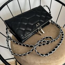 Agni Bag Rock Negro Herrajes Plata + Filo De puntos