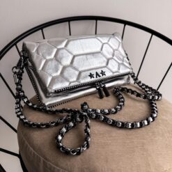 Agni Bag Rock Silver Herrajes Negro + Filo De puntos