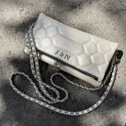 Agni Bag Rock Perla Herrajes Plata + Filo De puntos