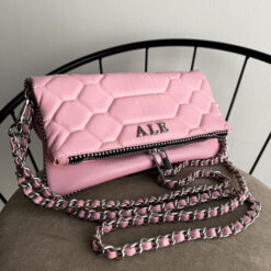 Agni Bag Rock Rosa Paraíso Herrajes Plata + Filo De puntos