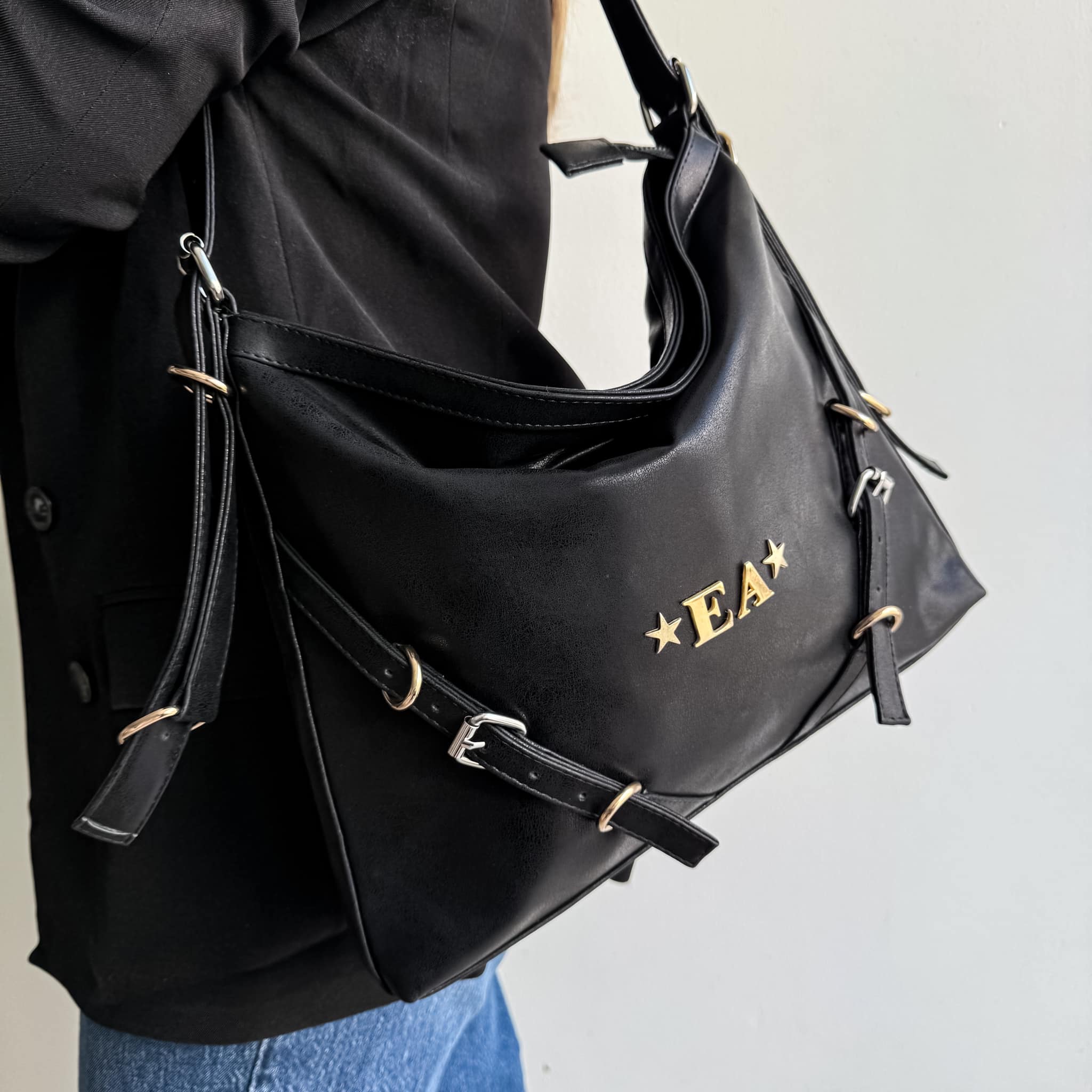 Raissa Luxe Negro Textura Herrajes Mixtos