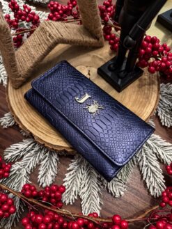 Cartera N Grande Pitón Azul Metálico