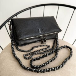 Agni Mini Bag Pitón Negro Herrajes Negros + Filo De puntos
