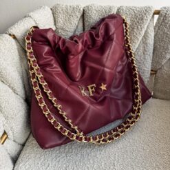 Hera Bag Cadena Oro Color Burgundy