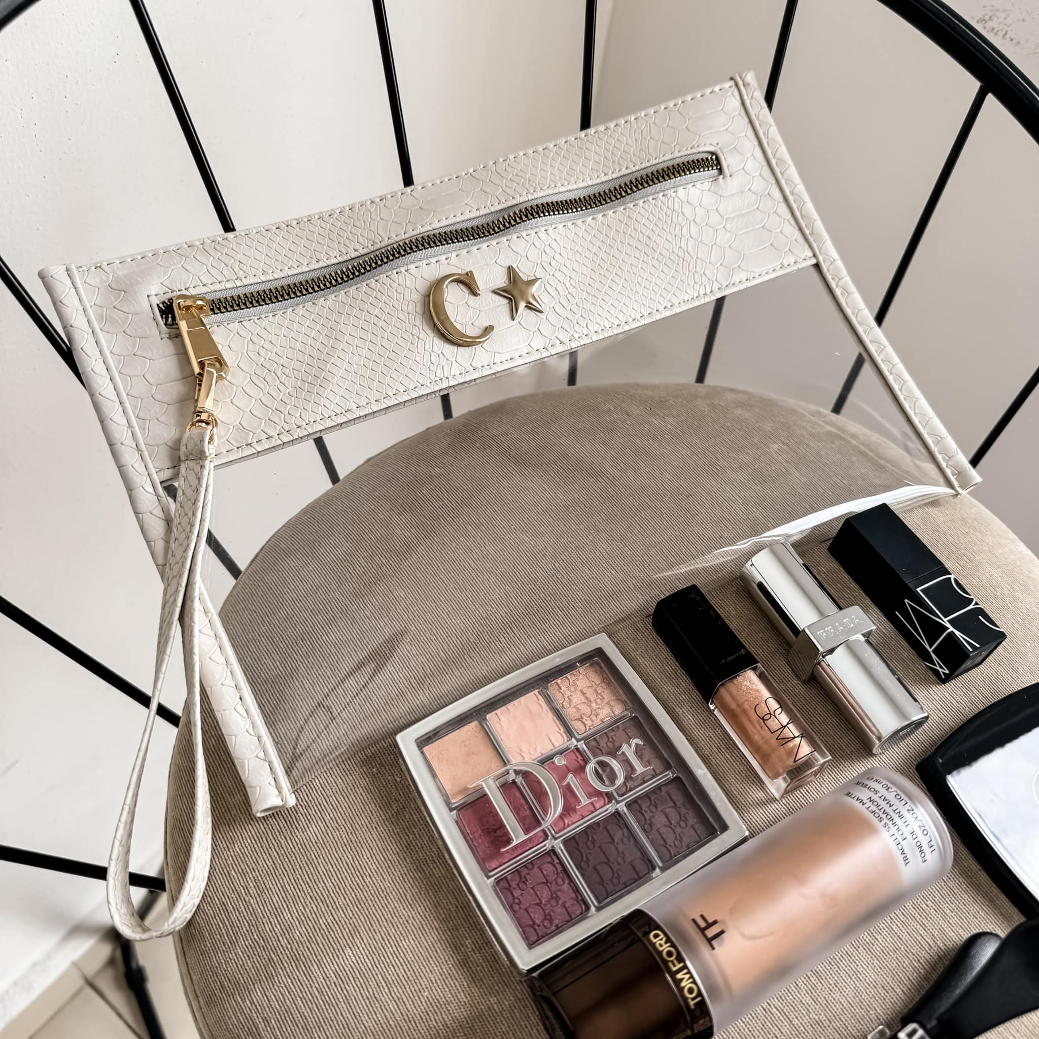 Cosmetiquera Clutch Grabado Pitón Crema F