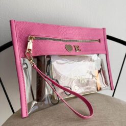 Cosmetiquera Clutch Pitón Rosa Pop