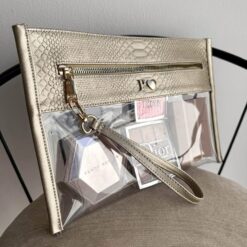Cosmetiquera Clutch Pitón Soft Gold