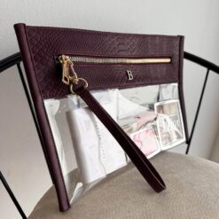 Cosmetiquera Clutch Pitón Burgundy