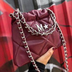 Hera Bag Mini Cadena Plata Color Burgundy