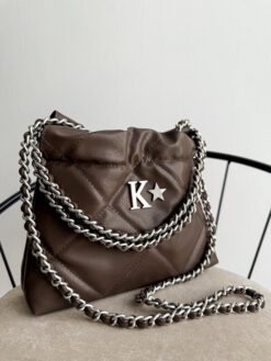 Hera Bag Mini Cadena Plata Color Chocolate