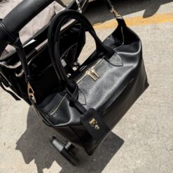 Pañalera Baby Bag Negro Herraje Oro