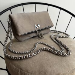 Agni Mini Bag Dark Nude Herrajes Plata+ Filo De Puntos