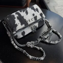 Agni Mini Bag Cow Black Herrajes Plata + Filo De puntos