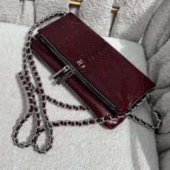 Agni Bag Charol Pitón Burgundy Herrajes Plata
