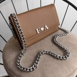 Aura Clutch - Bag Avellana Cadena Chunky Plata