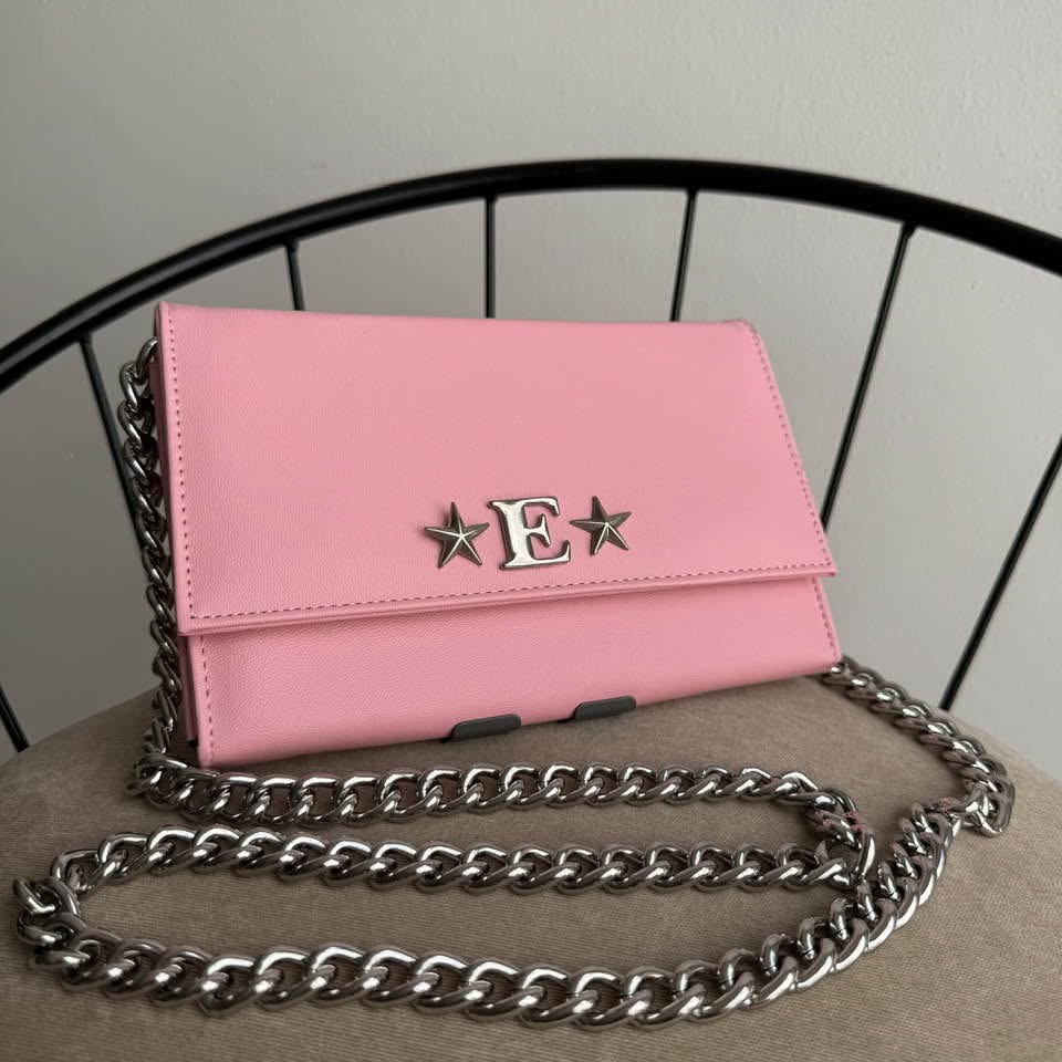 Aura Clutch - Bag Rosa Paraíso Cadena Chunky Plata