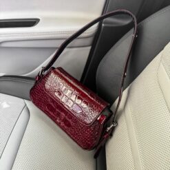 Agnes Charol Burgundy Croco + Herraje Plata