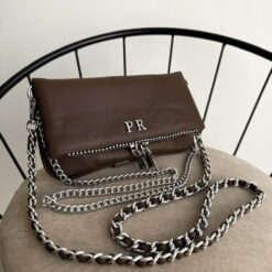 Agni Mini Bag Chocolate Herrajes Plata + Filo De puntos