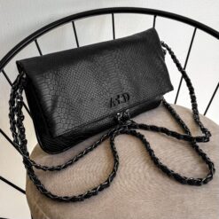 Agni Bag Pitón Negro Herrajes Negro