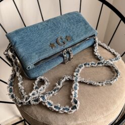 Agni Bag Denim Blue Ripped Herrajes Plata