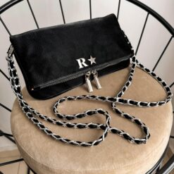 Agni Bag Floater Negra Herrajes Plata