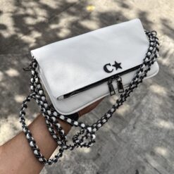 Agni Bag Floater Blanco Herrajes Negros
