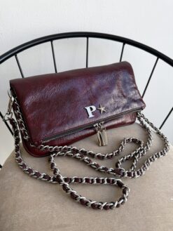 Agni Bag Wet Burgundy Herrajes Plata