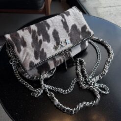 Agni Mini Bag Cow Brown Herrajes Plata + Filo De puntos
