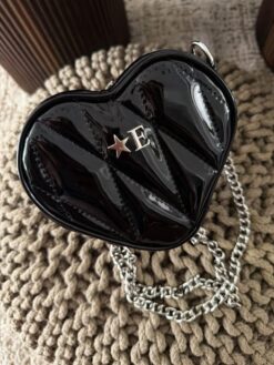 Cosy Heart Glossy Negro Herraje Plata