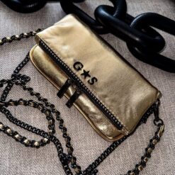 Agni Mini Bag Soft Gold Herrajes Negros + Filo De puntos