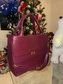 Impera Tote Grande Croco Burgundy + Correa de equipaje